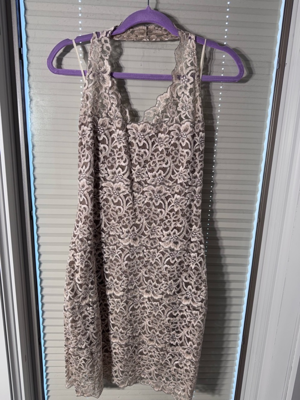 White House Black Market Taupe Lace Midi Dress